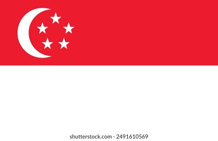 original and simple Republic of Singapore flag isolated vector in official colors and Proportion Correctly.