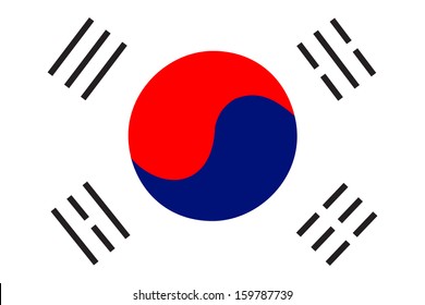 original and simple South Korea flag isolated vector in official colors and Proportion Correctly