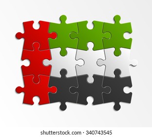 original and simple of the United Arab Emirates flag isolated vector in official colors and Proportion Correctly  Laid out of 12 puzzle presentation svg