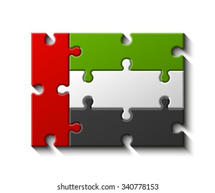 original and simple of the United Arab Emirates flag isolated vector in official colors and Proportion Correctly  Laid out of 4 puzzles