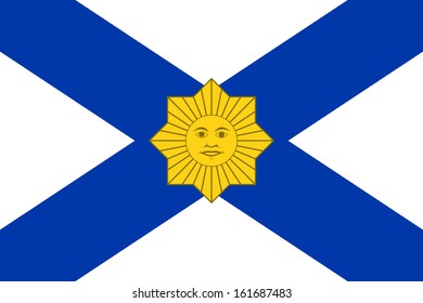 original and simple Uruguay Naval Jack flag isolated vector in official colors and Proportion Correctly