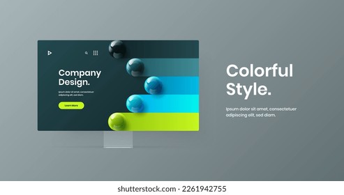 Original site screen vector design layout. Vivid computer display mockup landing page concept.