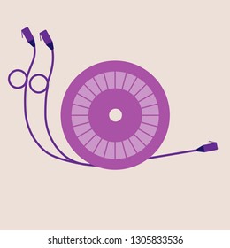Original snail-shaped coil with wires for network wiring