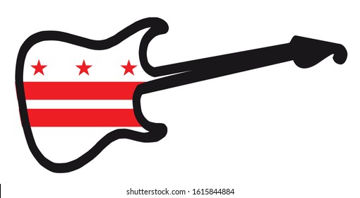 An original solid body electric guitar isolated over white with the Washington DC state flag