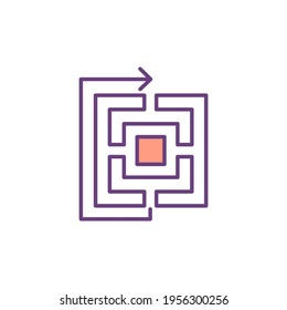 Original solutions development RGB color icon. Lateral thinking. Problems-solving by creative approach. Making unexpected connections between ideas. Lateral mindset. Isolated vector illustration