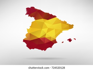 Original Spain map vector illustration with abstract flag background