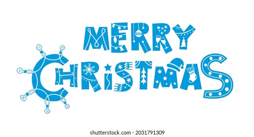 The original spelling is "Merry Christmas". White isolated background banner vector