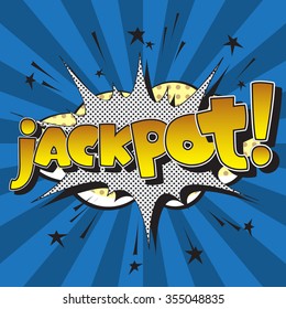 The original spelling of the word "jackpot!" in the style of comics.