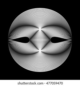 The original sphere on a black background. Black and white image.