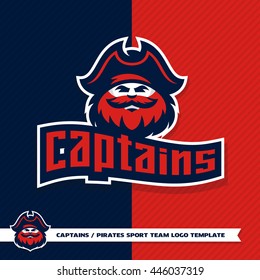 Original sport logo template with image of the pirate. Captain. Mascot. Sailor.