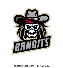 Original sports logo template with the image of the evil skull in the hat.