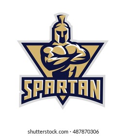 Original sports logo template with the image of a muscular warrior spartan.