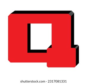 Original square red letter Q 3d 