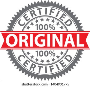 Original stamp, 100% certified original badge, vector illustration