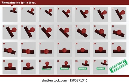 Original Stamp, With animation. Stamp Animation Sprite Sheet Vector illustration.