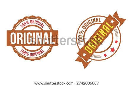 Original Stamp Badge Vector 100 Percent Genuine Label Retro Vintage Quality Emblem Design Set