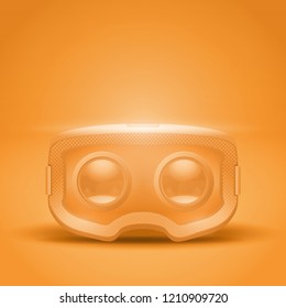 Original stereoscopic 3d vr headset presentation. Inside view on orange background. Vector illustration