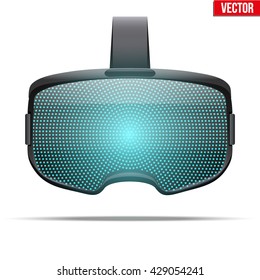 Original stereoscopic 3d vr headset with visualization on surface. Front view. Vector illustration Isolated on white background.