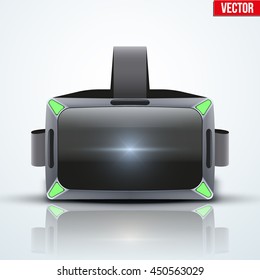 Original stereoscopic 3d vr headset with sensors. White model. Front view. Vector illustration Isolated on white background.