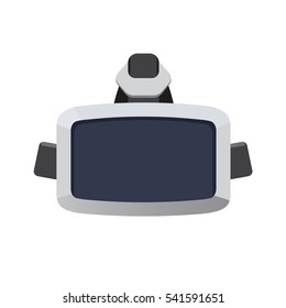Original stereoscopic 3d vr headset isolated on white. Virtual reality headset provides immersive virtual reality for wearer. Used with computer games, simulators and trainers. Vector illustration