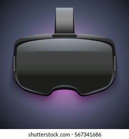 Original stereoscopic 3d vr headset on dark background with light. Front view. Vector illustration Isolated on white background.