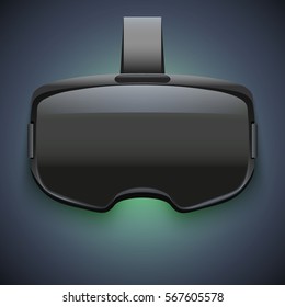 Original stereoscopic 3d vr headset on dark background with light. Front view. Vector illustration Isolated on white background.
