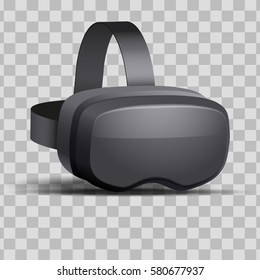 Original stereoscopic 3d vr mask with headphones. Perspective view. Vector illustration Isolated on transparent background.