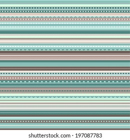 Original striped seamless pattern with different design elements. This vector illustration can be used for postcards, banners, posters and web page