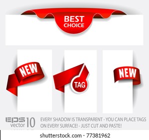 Original Style Red Tags with TRANSPARENT shadows. Ready to copy and paste on every surface.