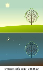 original stylization of two parts of spring day