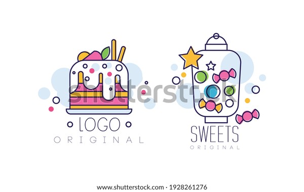 Original Sweets Logo Design Set Tasty Stock Vector (Royalty Free ...