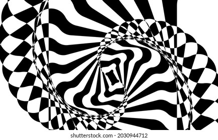 original swirling pattern in op art style on a white background