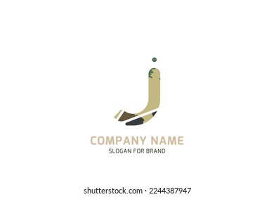 Original symbol for logo. Letter in camouflage stylization for military and army theme for creative design template. Flat illustration EPS10
