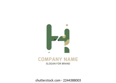 Original symbol for logo. Letter in camouflage stylization for military and army theme for creative design template. Flat illustration EPS10