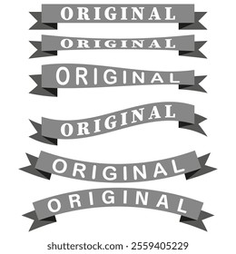 Original text banners. Ribbon vector symbols. Simple gray design. Decorative text ribbons.