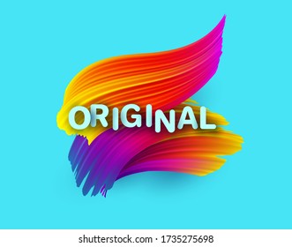 Original. Texto. Color, pincel, trazo de pincel, elemento de diseño de pintura acrílica. Ilustración del vector