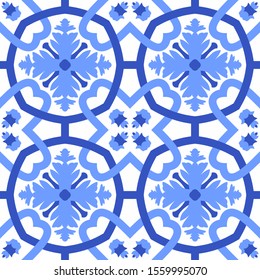 Original traditional Portuguese Pattern vector. Abstract wallpaper.Fabric illustration. Portuguese tiles pattern. simple decoration art, ceramic tile pattern seamless vector. Azulejos portugal