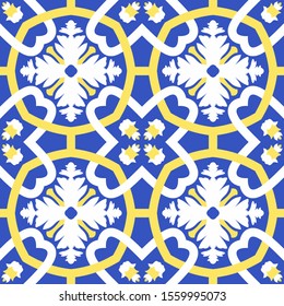 Original traditional Portuguese Pattern vector. Abstract wallpaper. Fabric illustration. Portuguese tiles pattern. simple decoration art, ceramic tile pattern seamless vector. Azulejos portugal