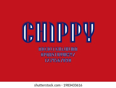 Original trendy font, alphabet, modern uppercase Latin letters from A to Z and Arab numbers from 0 to 9 for you designs, vector illustration 10EPS