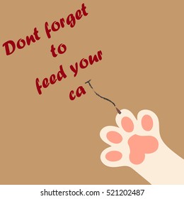 original trendy vector illustration of a cat paw print with claws, dont forget to feed your cat