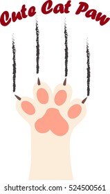 original trendy vector illustration of a cat paw print with claws