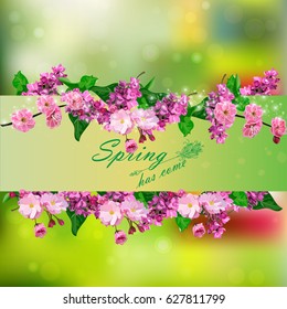 original trendy vector illustration of lilac flower in original floral template of invitation