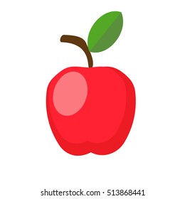 original trendy vector illustration of a red apple with leaf isolated on white background