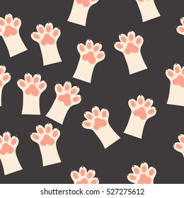 original trendy vector seamless pattern with cat paw print with claws