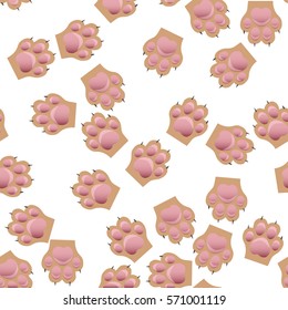original trendy vector seamless pattern with cats and dogs paw print with claws