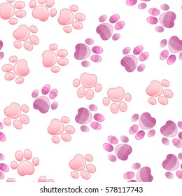 original trendy vector seamless pattern with cats and dogs paw print with claws