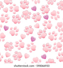 original trendy vector seamless pattern with cats and dogs paw print with claws