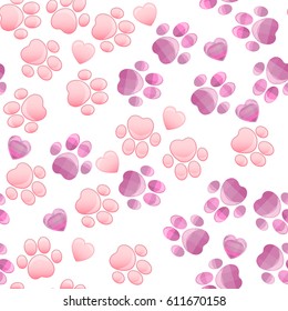 original trendy vector seamless pattern with cats and dogs paw print with claws