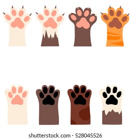 original trendy vector set with cats and dogs paw print with claws