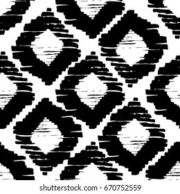 Original Tribal Seamless Pattern. African Repeat Ornament. Black And White Stripe Cover. Vector Illustration Eps 10.